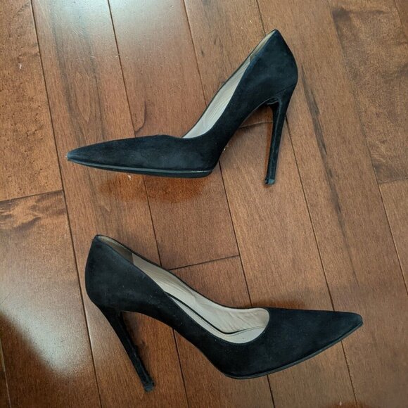 Prada women's black suede heels in size 37 - Picture 1 of 11